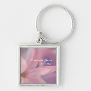 Pink Hyacinth Flowers Wedding Key Ring