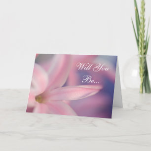 Pink Hyacinth Flowers Will You Be My Bridesmaid Invitation