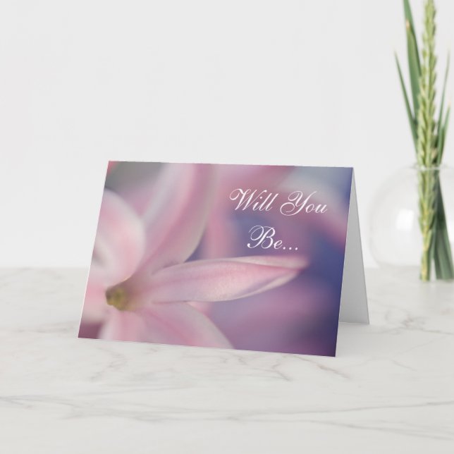 Pink Hyacinth Flowers Will You Be My Bridesmaid Invitation (Front)