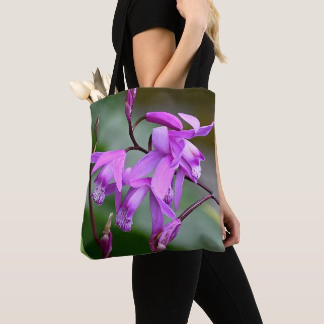 Pink Hyacinth Orchids Floral Tote Bag (Close Up)