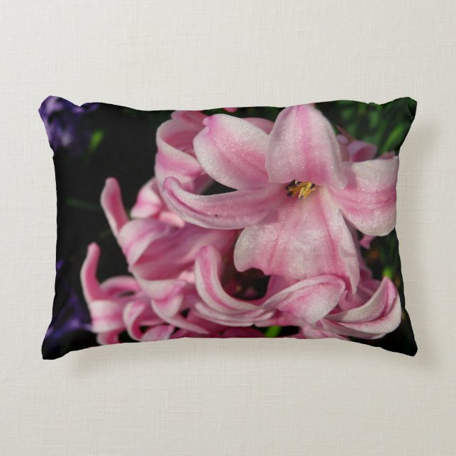 Pink Hyacinth Spring Floral Decorative Cushion (Front)