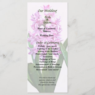 Pink Hyacinths Duo Wedding Program Programme