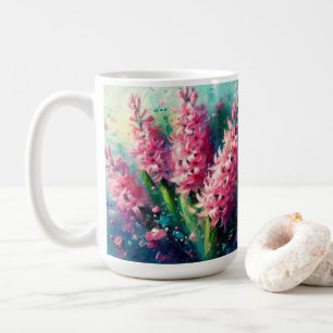 Pink Hyacinths Floral Impressionistic Painting Coffee Mug