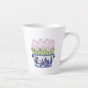Pink Hyacinths in Chinoiserie Planter Ceramic  Latte Mug