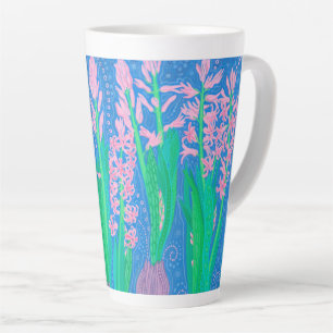 Pink Hyacinths Spring Flowers Floral Art Painting Latte Mug