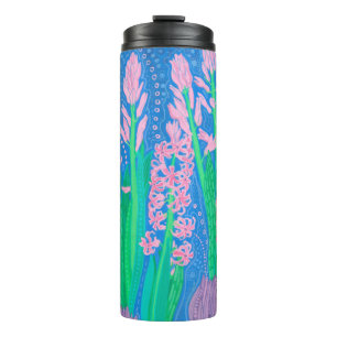 Pink Hyacinths Spring Flowers Floral Art Painting Thermal Tumbler