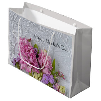 Pink hyacinths with verbena large gift bag