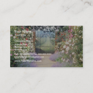 Pink Hybrid Rose-Lined Path To Gate, Underplanted Business Card