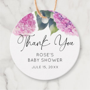 Pink Hydrangea Baby Shower Favour Tags