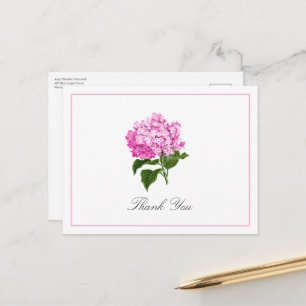 Pink Hydrangea Bloom Traditional Thank You Postcard