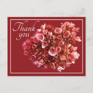 Pink Hydrangea Bouquet Red Background Thank You Postcard