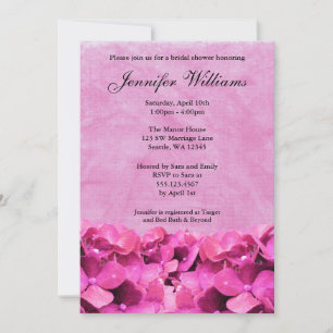 Pink Hydrangea Bridal Shower Invitation