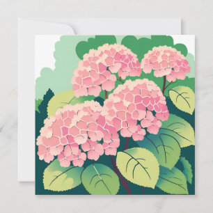 Pink Hydrangea Bush Card