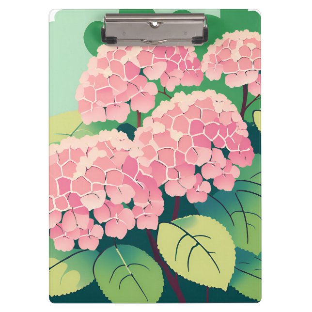 Pink Hydrangea Bush Clipboard (Front)
