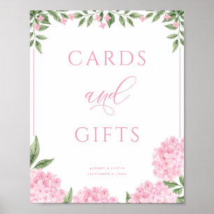 Pink Hydrangea Cards and Gifts Wedding Poster