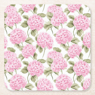 Pink Hydrangea Cluster Garden Party Paper Coaster