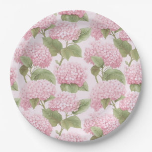 Pink Hydrangea Cluster Garden Party Paper Plate
