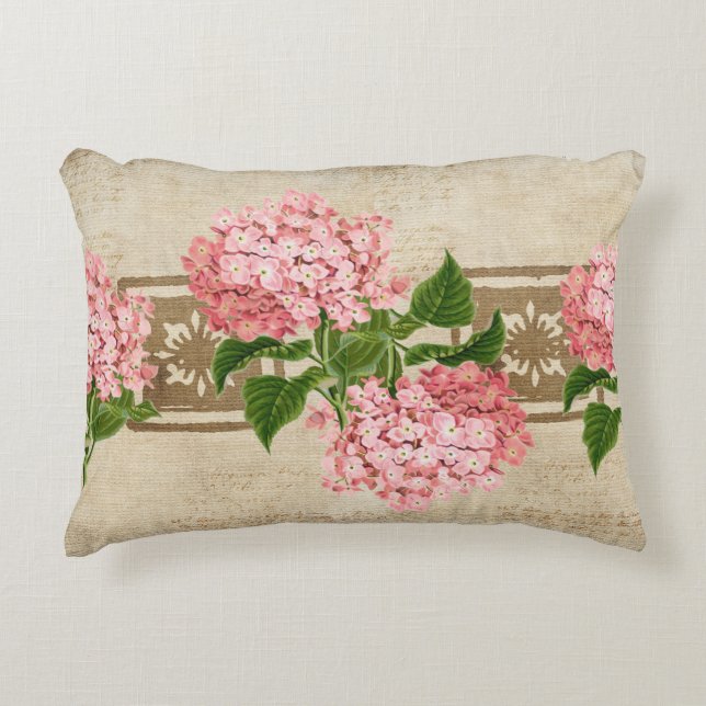 Pink Hydrangea Clusters Decorative Cushion (Front)