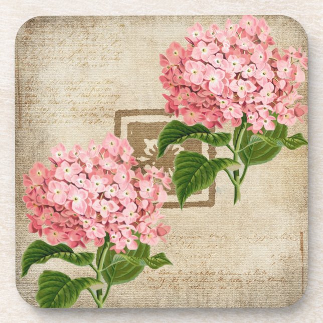 Pink Hydrangea Clusters II Coaster (Front)