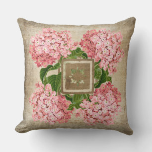 Pink Hydrangea Clusters II Throw Pillow