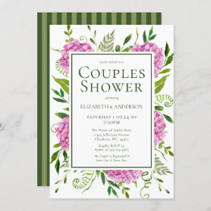 Pink Hydrangea Couples Shower Invitation