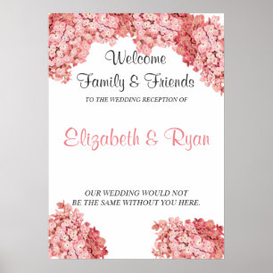 Pink Hydrangea, Custom Wedding Welcome Poster