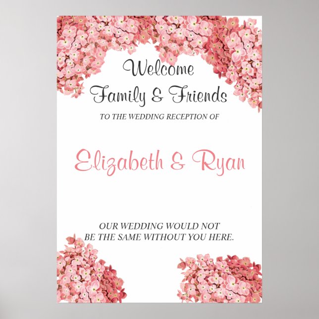 Pink Hydrangea, Custom Wedding Welcome Poster (Front)