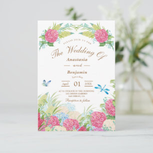 Pink Hydrangea Elegant  Floral  Wedding Invitation