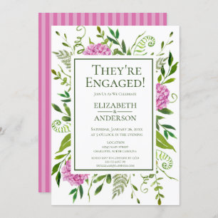 Pink Hydrangea Engagement Party Invitation
