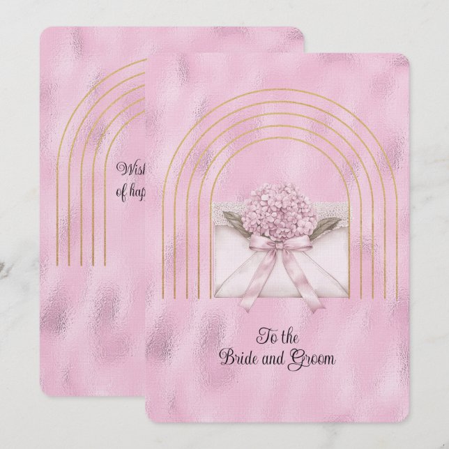 Pink Hydrangea Envelope Gold Arches Card (Front/Back)