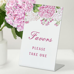 Pink Hydrangea Favours Pedestal Sign