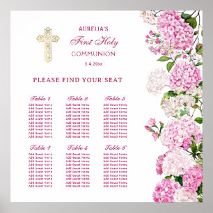 Pink Hydrangea First Communion Seating Chart