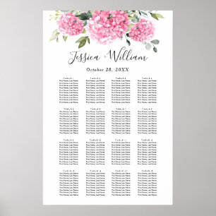 Pink Hydrangea Floral 16 Tables SEATING CHART