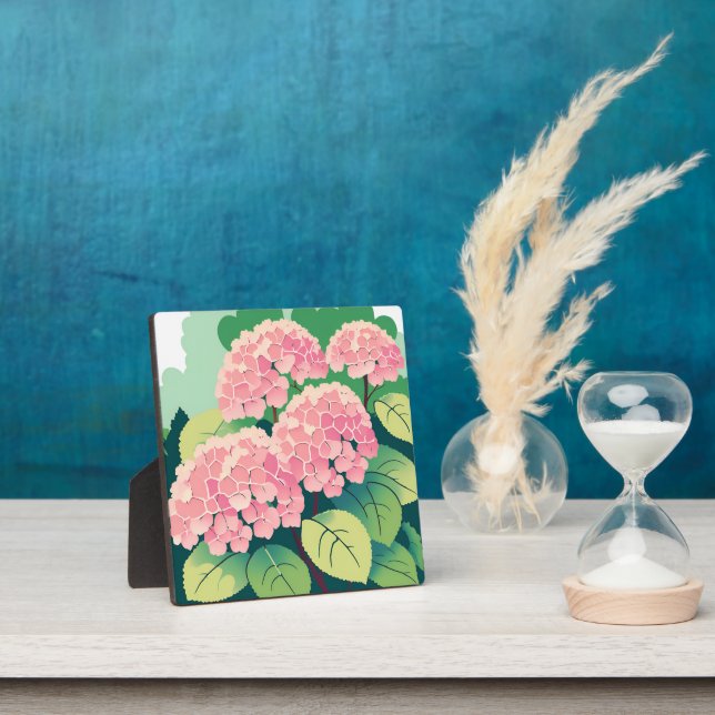 Pink Hydrangea Floral Art Painting Plaque (Insitu)