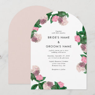 Pink Hydrangea Floral Greenery Arch Wedding Invitation