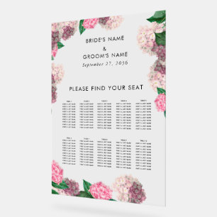 Pink Hydrangea Floral Wedding Seating Chart