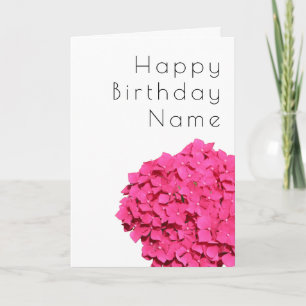 Pink Hydrangea Floral White Art Deco Birthday Card