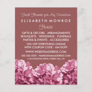 Pink Hydrangea, Floristry Advertising Flyer