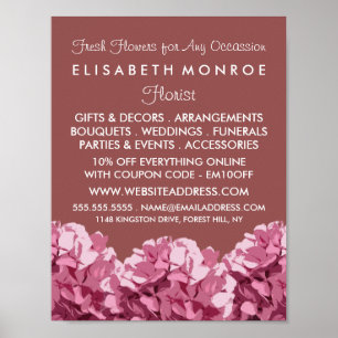Pink Hydrangea, Floristry Advertising Poster