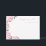 Pink Hydrangea Flower Blooms Floral Advice Card<br><div class="desc">This pretty floral card features watercolor hydrangea flowers and your custom text.  Use the template to fill in your information. The "Customise further" feature can be used to change the font (size,  style,  colour),  and add more lines of text,  change the layout and add text to the back.</div>