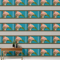 Pink Hydrangea Flower Blue Aqua Grey Brown Pattern