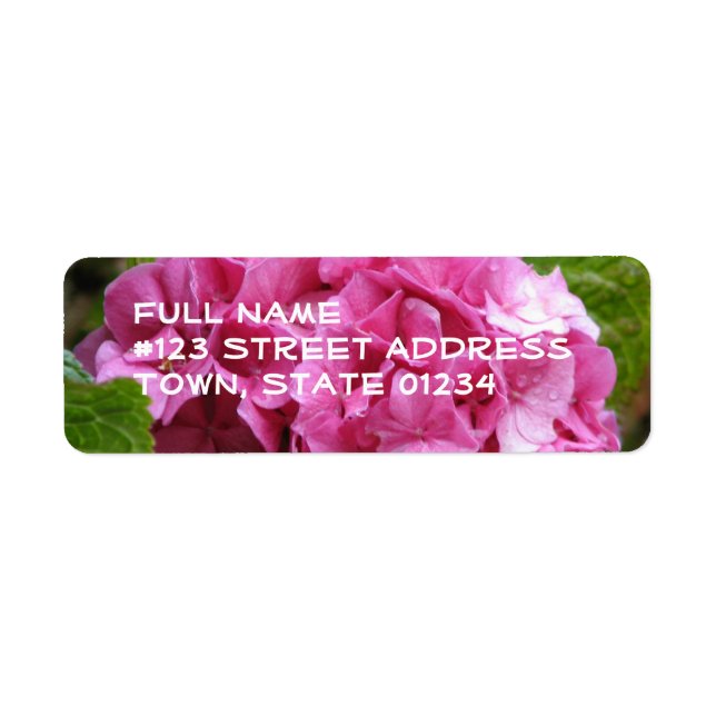 Pink Hydrangea Flower Mailing Label (Front)
