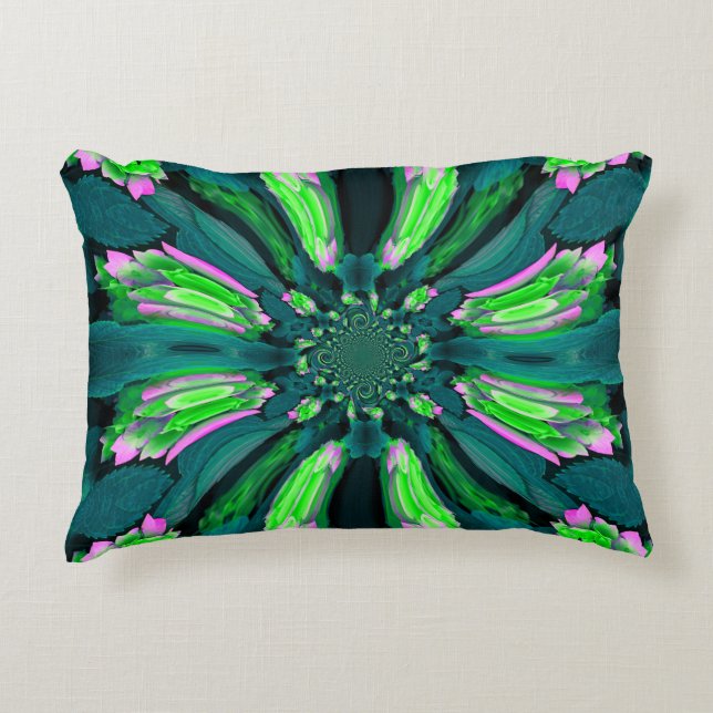 Pink Hydrangea Flower Swirl Outdoor Pillow (Front)
