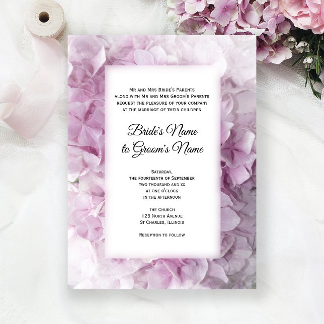 Pink Hydrangea Flower Wedding Invitation (Creator Uploaded)
