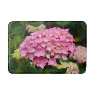 Pink hydrangea flowers bath mat