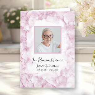 Pink Hydrangea Flowers Funeral Service Folded Programme