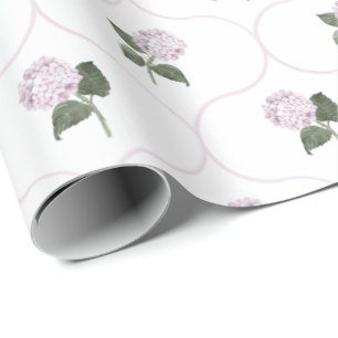 Pink Hydrangea Garden Floral Trellis Wrapping Paper