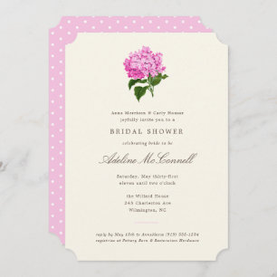 Pink Hydrangea Grandmillennial Bridal Shower Invitation