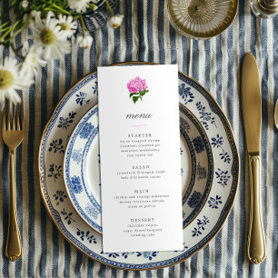 Pink Hydrangea Grandmillennial Menu Invitation