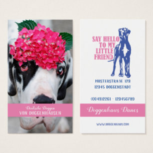Pink Hydrangea Great Dane Girly Contact Card